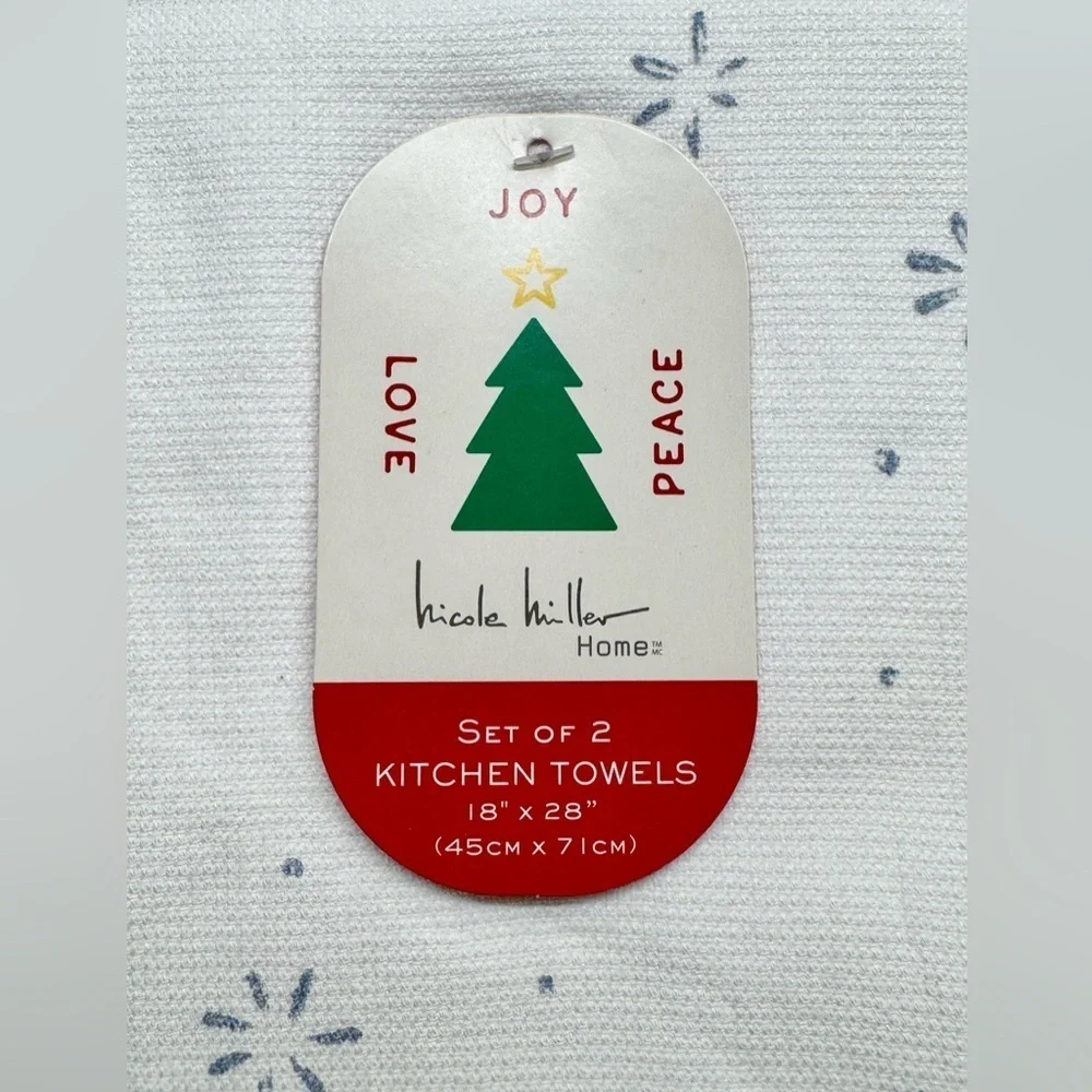 New Nicole Miller Christmas Snow & Dachshund Dog Kitchen Hand Towels Set of 2